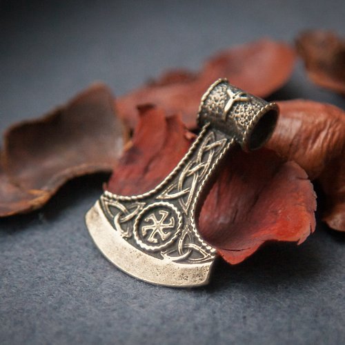 NorthernPath Axe pendant with sun sign. Axe necklace. Weapon viking jewelry. Man present