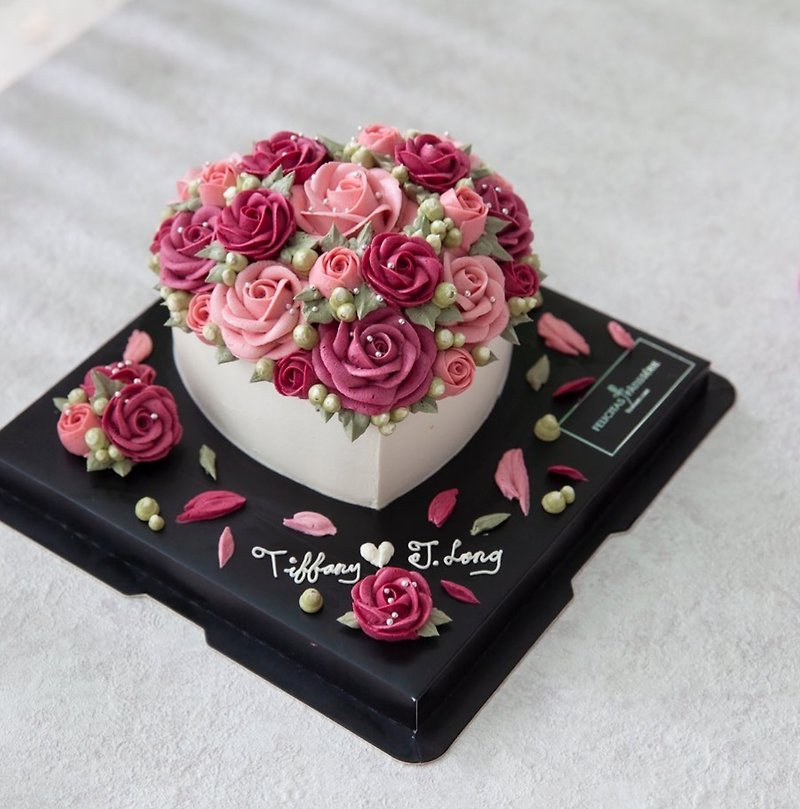 [Customized order] 6-inch heart-to-heart hardcover version/rose flower/delivery after three days/limited to Beishi express - Cake & Desserts - Fresh Ingredients Red