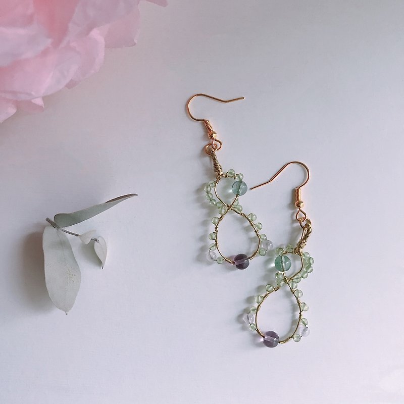 輕珠寶耳環/無限的愛-橄欖石 et 紫綠螢石、粉晶