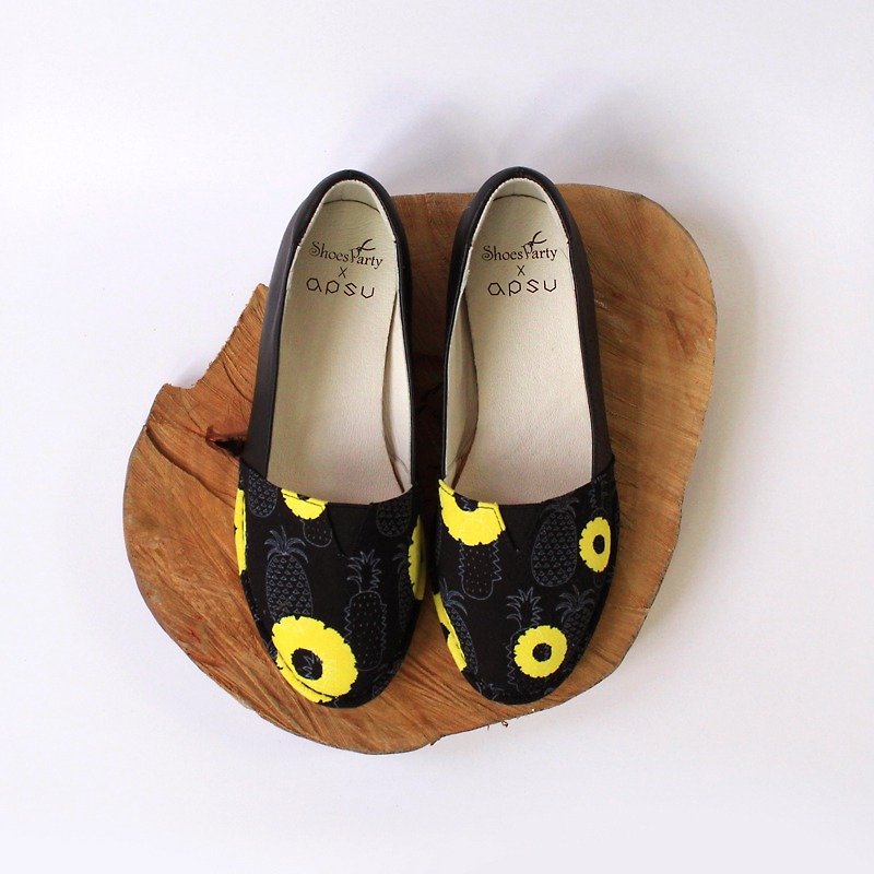 Shaping Pear Vents Casual Shoes / Handmade / Japanese Fabrics / M2-17001L - Women's Casual Shoes - Cotton & Hemp Black