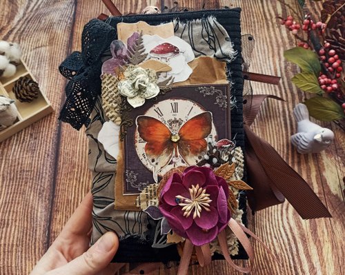 junkjournals Fall mushrooms junk journal handmade Forest notebook Fox owl junk book for sale