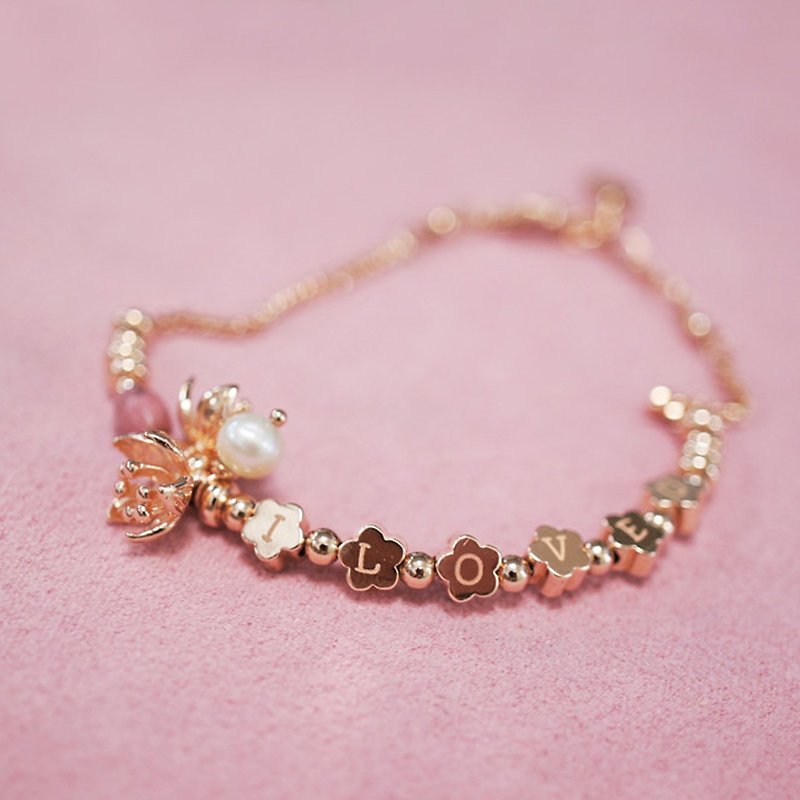 Bridesmaid Scrabble Bracelet* Rose Rose Stone Ture Love Bracelet 1 into the group of sisters birthday gift - Bracelets - Gemstone 