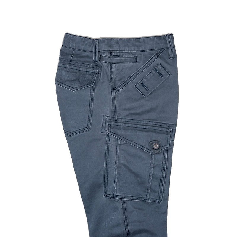 BE002 Berlin dark gray seven-pocket ronin pants BERLIN DARK GRAY - กางเกงขายาว - ผ้าฝ้าย/ผ้าลินิน สีเทา