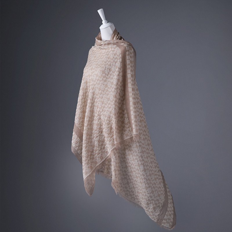 [New product launch] Eos simple three-dimensional floating line pure wool scarf - ผ้าพันคอถัก - ขนแกะ สีกากี