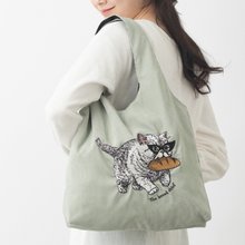 Jubilee アニマル刺繍 コーデュロイトートバッグ 猫  ミント