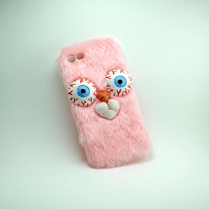 毛絨絨手機殼-嚇到的粉色貓咪 - 手機殼/手機套 - 紙 粉紅色