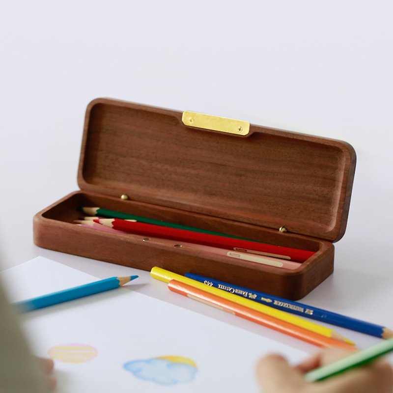 良いパートナー-木製の筆箱（ウォルナット）─家庭やオフィスの小物のギフト包装 - ペンケース・筆箱 - 木製 ブラウン
