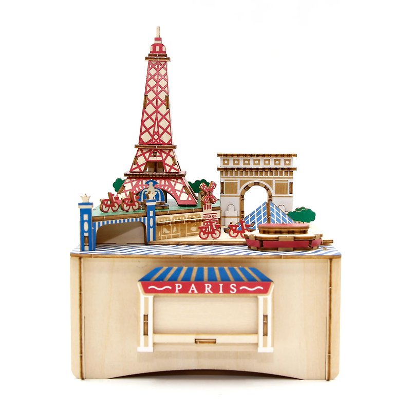 Jigzle 3D木拼圖 - 音樂盒: 巴黎 - 拼圖/砌圖 - 木頭 多色