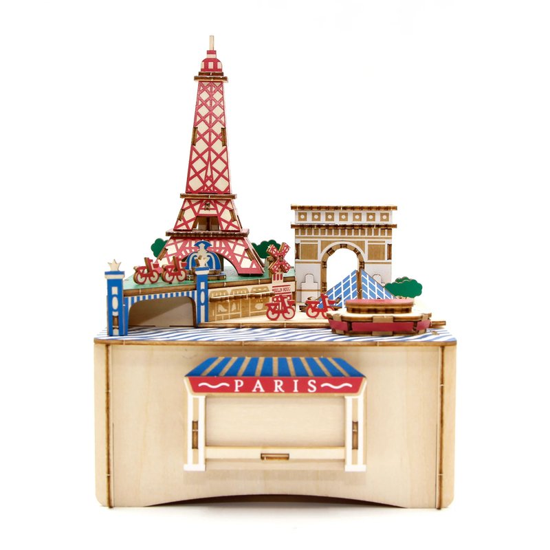 Jigzle 3D Plywood Puzzle - Musical Box: Paris - Puzzles - Wood Multicolor