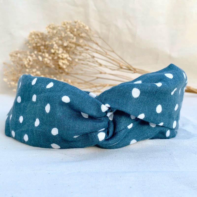 Irregular dots cross hair band | Teal | Haibo Handmade - Headbands - Cotton & Hemp Green