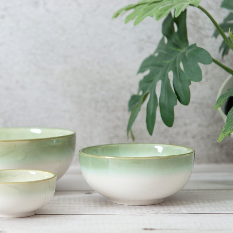 ceramic bowl,ceramic cup GREEN RIM / 3 sizes in total - Teapots & Teacups - Pottery Green