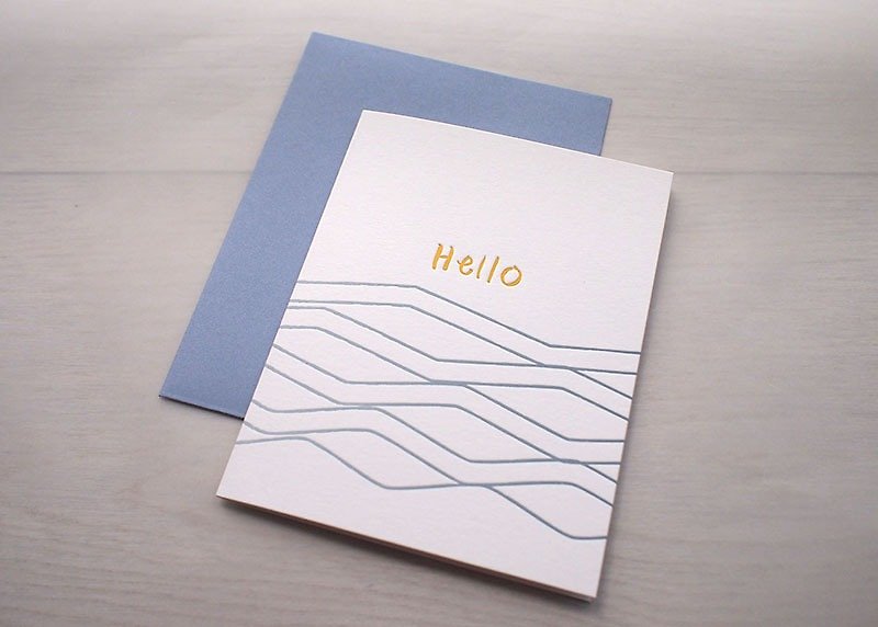 哈囉 - 活版印刷卡 - 心意卡/卡片 - 紙 藍色