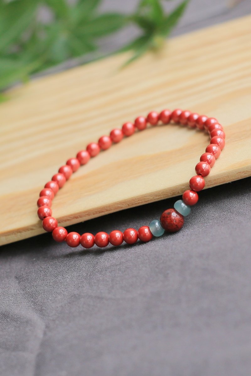 Spring and Autumn Handmade | Original ore 4mm high content imperial sand 6mm crystal sand ice jade beads Jiji thin bracelet - Bracelets - Semi-Precious Stones 