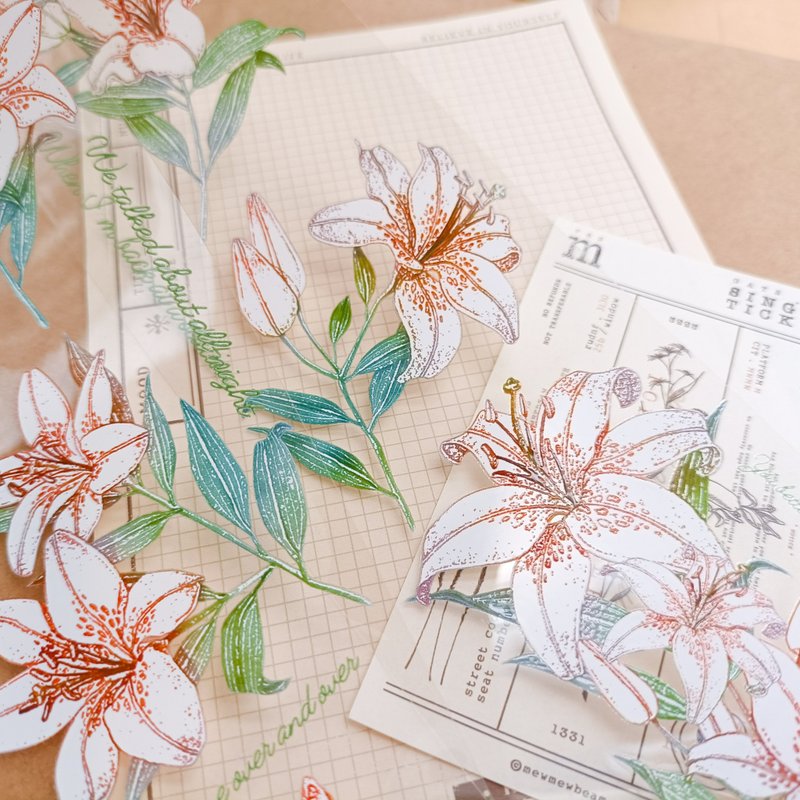NO 02 / 百合花香Lily / 裝飾膠帶 Masking Tape - 紙膠帶/和紙/PET - 塑膠 多色