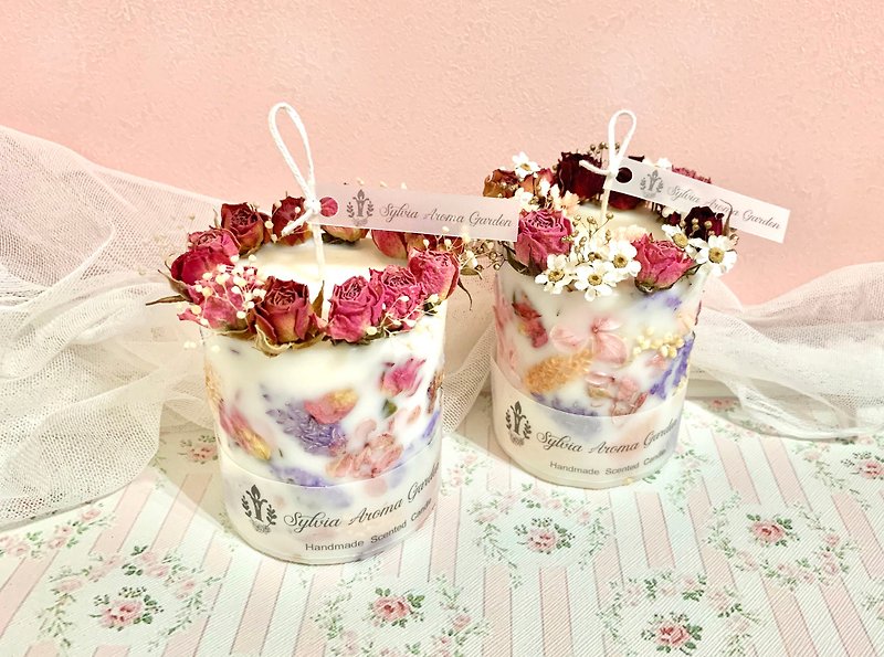 Full of rose dried flower scented candle dried flower candle - Candles & Candle Holders - Wax 