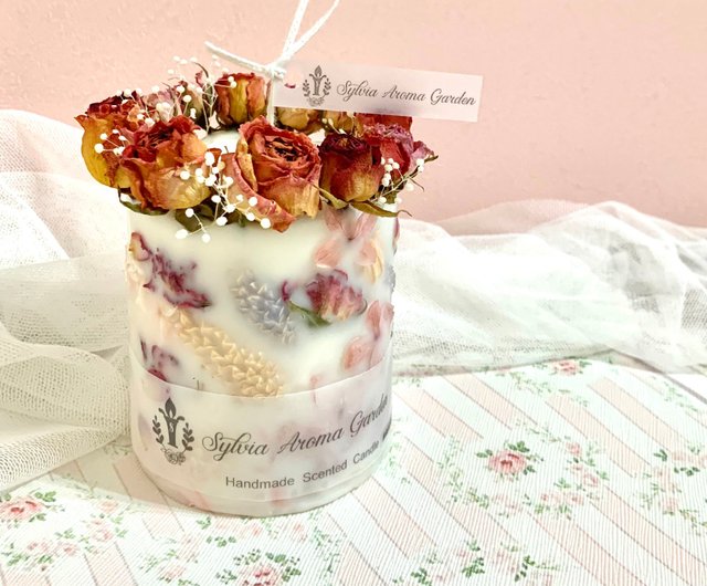 Full of rose dried flower scented candle dried flower candle