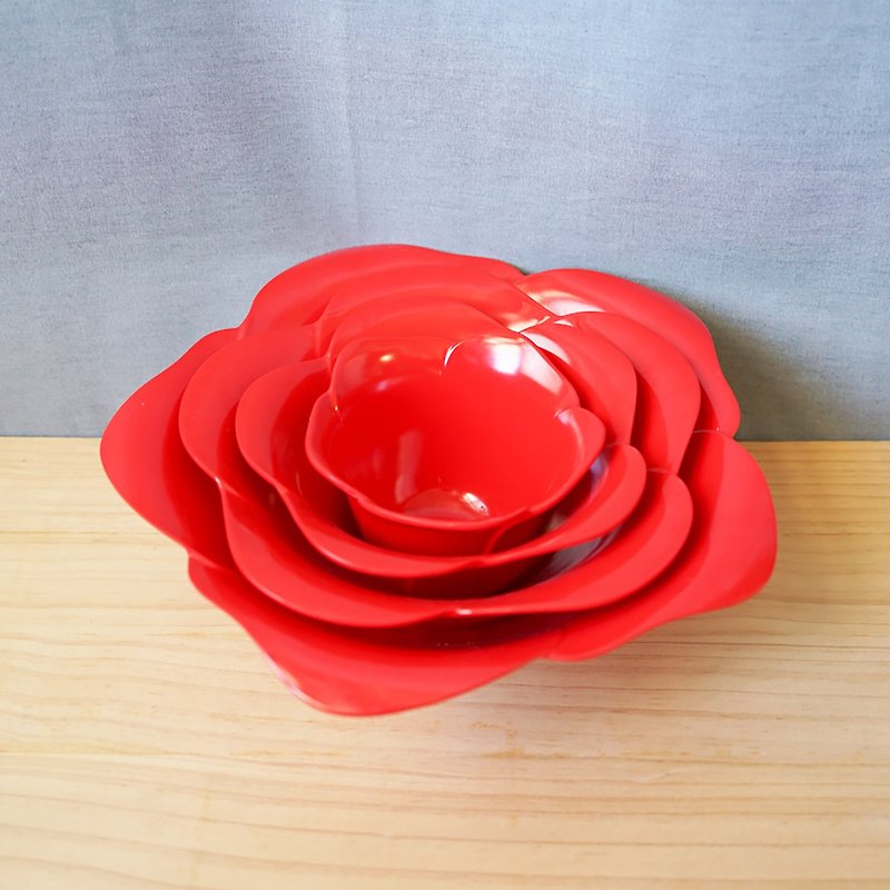 [Arctic second-hand groceries] Rare Zak Designs Red Rose Garden Series stacking bowls - ถ้วยชาม - พลาสติก สีแดง