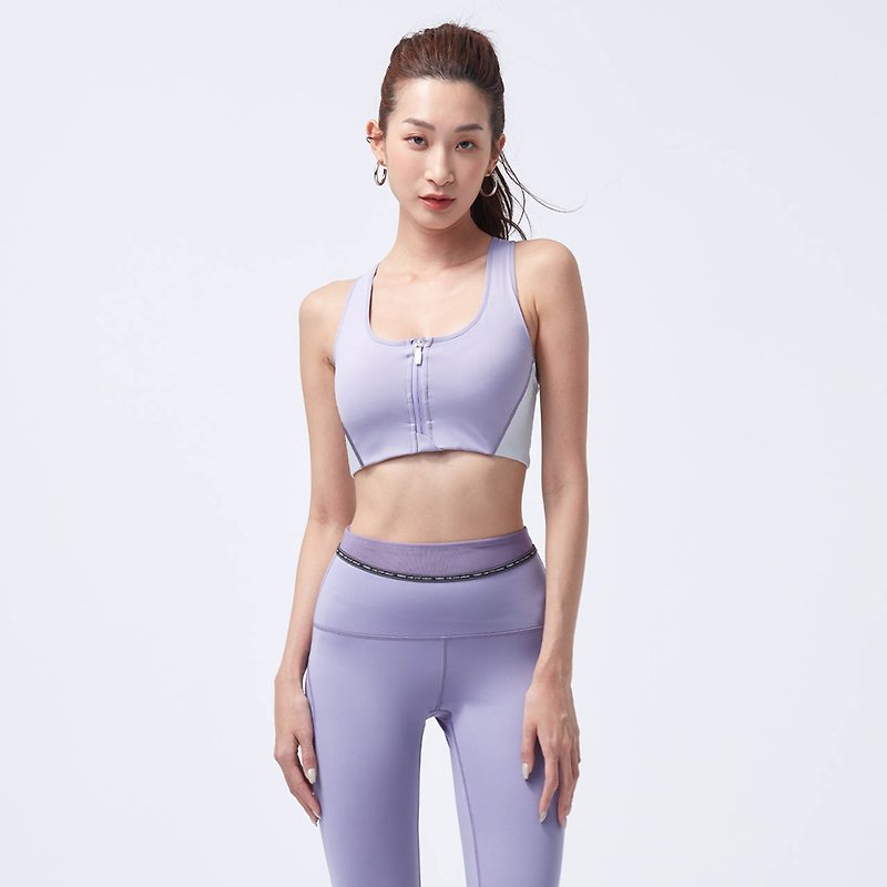 ULTRACOOL-Cool color contrast front zipper sports Bra-Dawn Purple - Women's Underwear - Nylon Purple