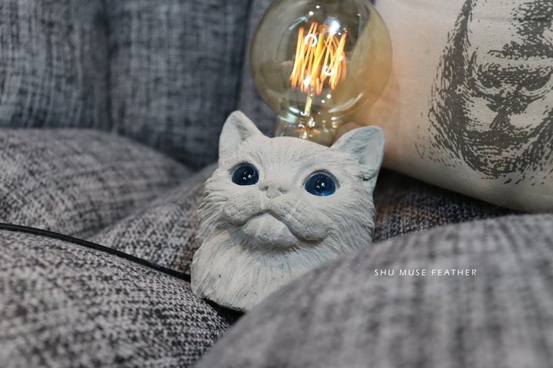 Shu MUSE Jinjila cat table lamp LED lamp tungsten bulb USB lamp decoration cat hair child - Lighting - Cement Gray