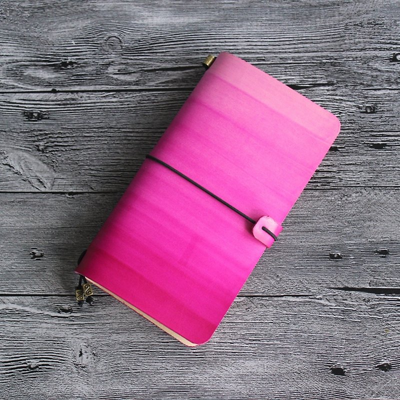 2018 Rugao Gradient Dyeing Series Rose Red Standard Edition Pocket Notebook Leather Notebook TN Traveler Creative Gift Notepad Customizable Handmade - สมุดบันทึก/สมุดปฏิทิน - หนังแท้ สึชมพู