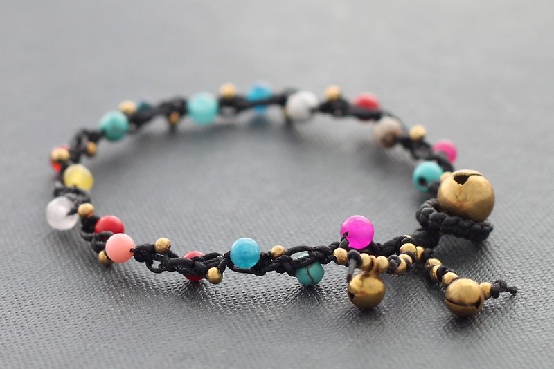 Woven Bracelets Candy Colorful Dotty Beaded Bracelet  Solid Brass Beads Bracelet - Bracelets - Stone Multicolor