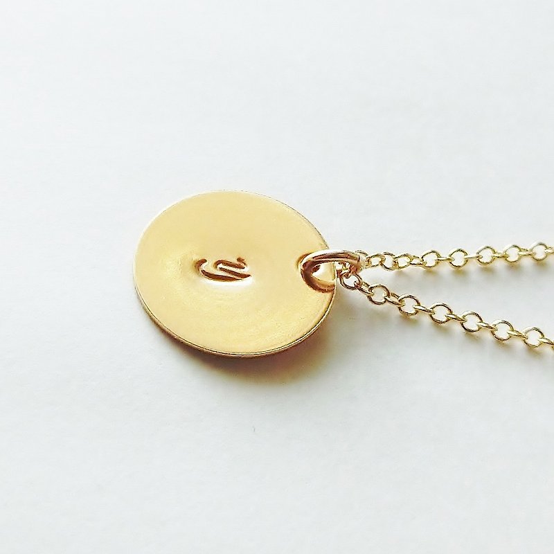 initial plate necklace - สร้อยคอ - โลหะ สีทอง