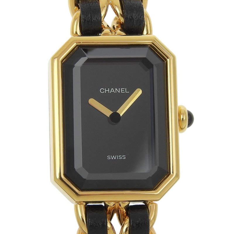 【日本直送】シャネル CHANEL プルミエールS 腕時計 H0001 金メッキ×レザー クオーツ アナログ表示 ブラック文字盤 レディース【中古】 - 女錶 - 其他金屬 黑色