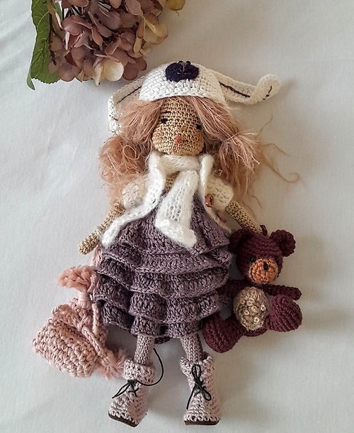 nn-handmade Crochet Doll Set-14 (with clothes)