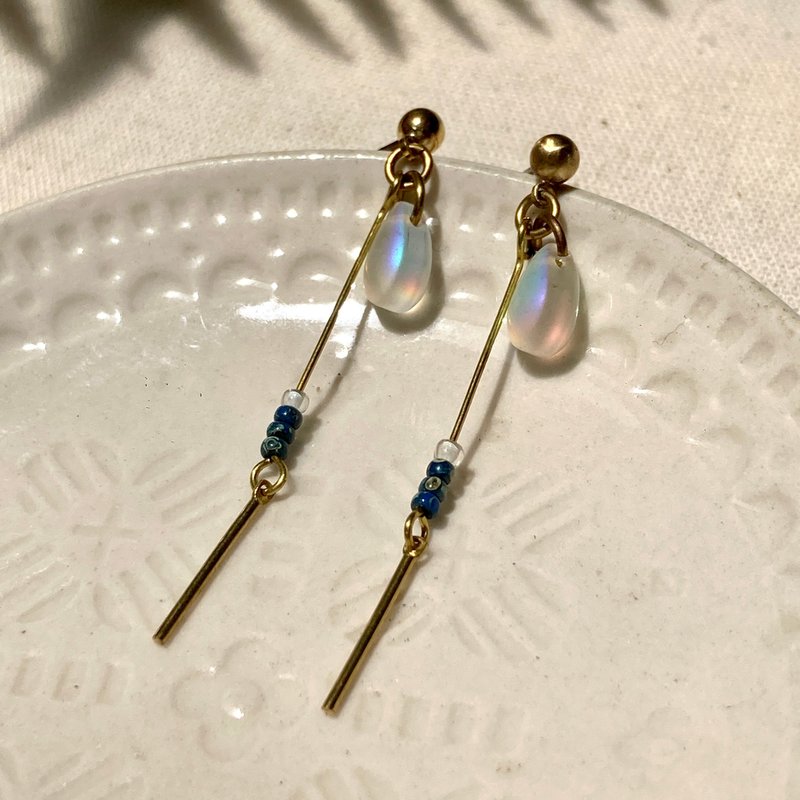 Laolin Grocery | Colored Beads Extra Fine Bronze Earrings (Needle Type/Clip Type) - Earrings & Clip-ons - Copper & Brass Gold