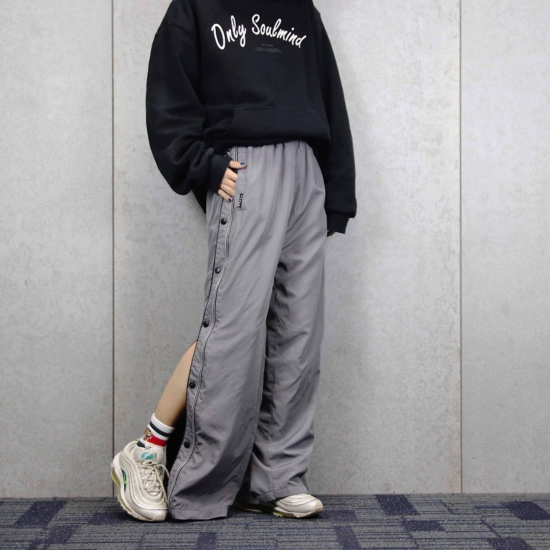 Tsubasa.Y vintage house vintage sweatpants 001 gray NIKE gray trim buttoned slits, Sweatpants - Other - Polyester 
