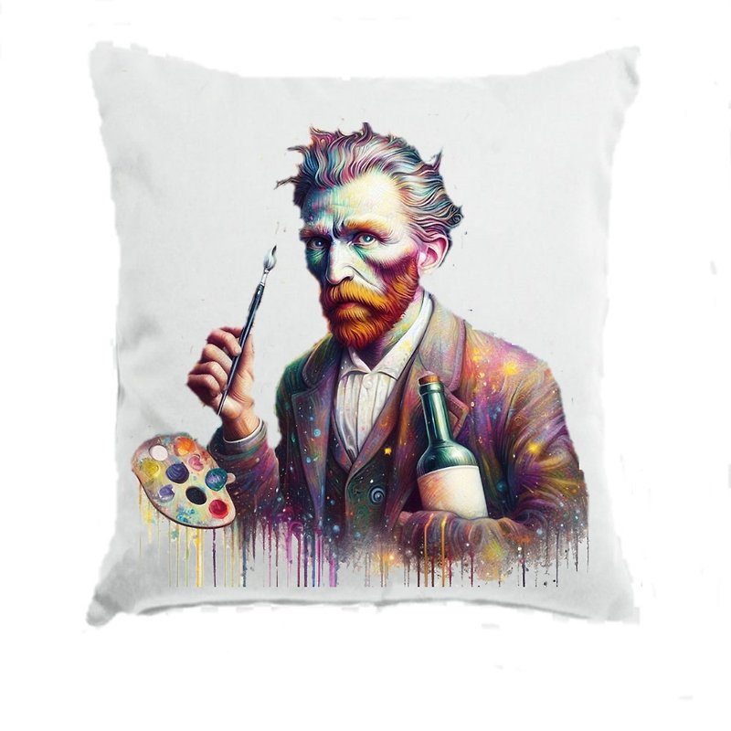Van Gogh and the Fermentation of Green Ghost Alcohol - Pillows & Cushions - Other Materials White