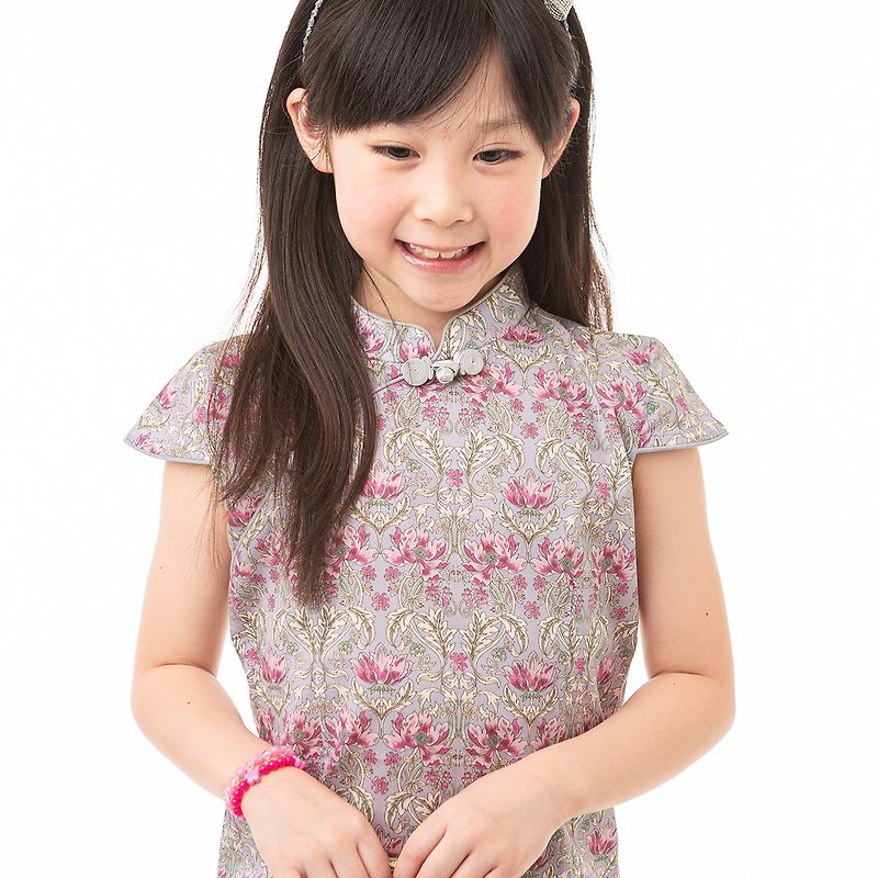 Children's cheongsam, ancient style, four seasons, pink and daisy dance - กี่เพ้า - ผ้าฝ้าย/ผ้าลินิน 