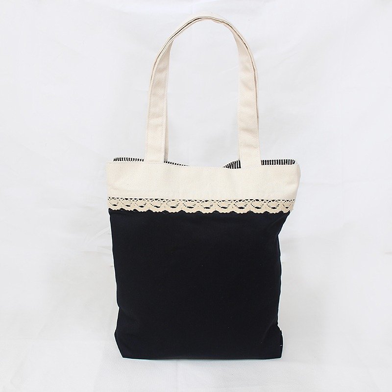 Black stitching lace buckle handbag / shoulder bag - Messenger Bags & Sling Bags - Other Materials 