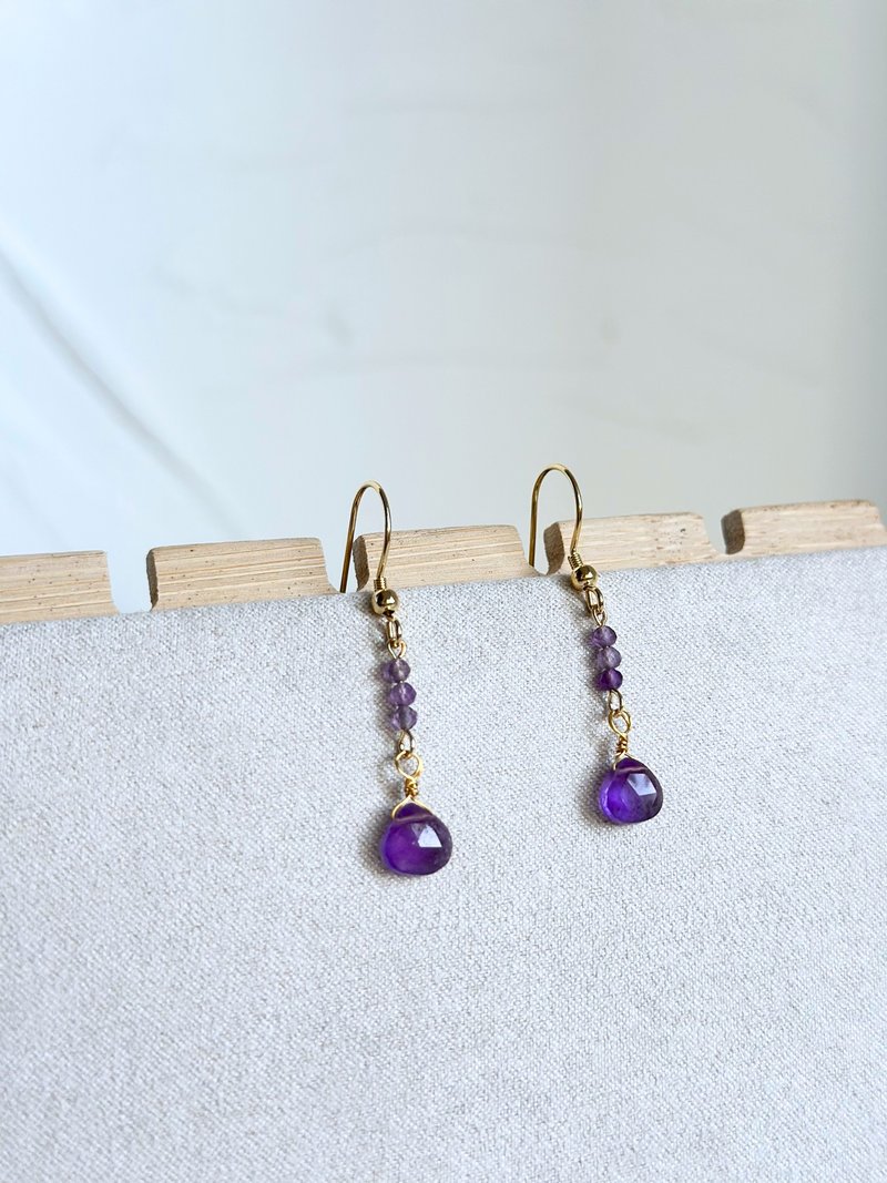 [Crystal Mine Earrings] Amethyst/February Birthstone/Light Jewelry Earrings/Medical Steel Ear Hooks - ต่างหู - คริสตัล 