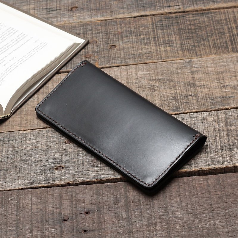 Rustic long clip | Gentleman's black vegetable tanned cow leather | Multi-color - Wallets - Genuine Leather Black