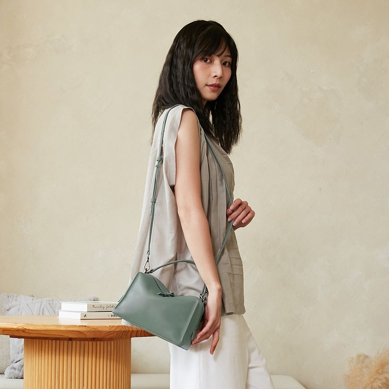 Mini Valley Cube Shoulder Bag-龍舌蘭綠-側背包/斜背包 - 側背包/斜背包 - 真皮 綠色