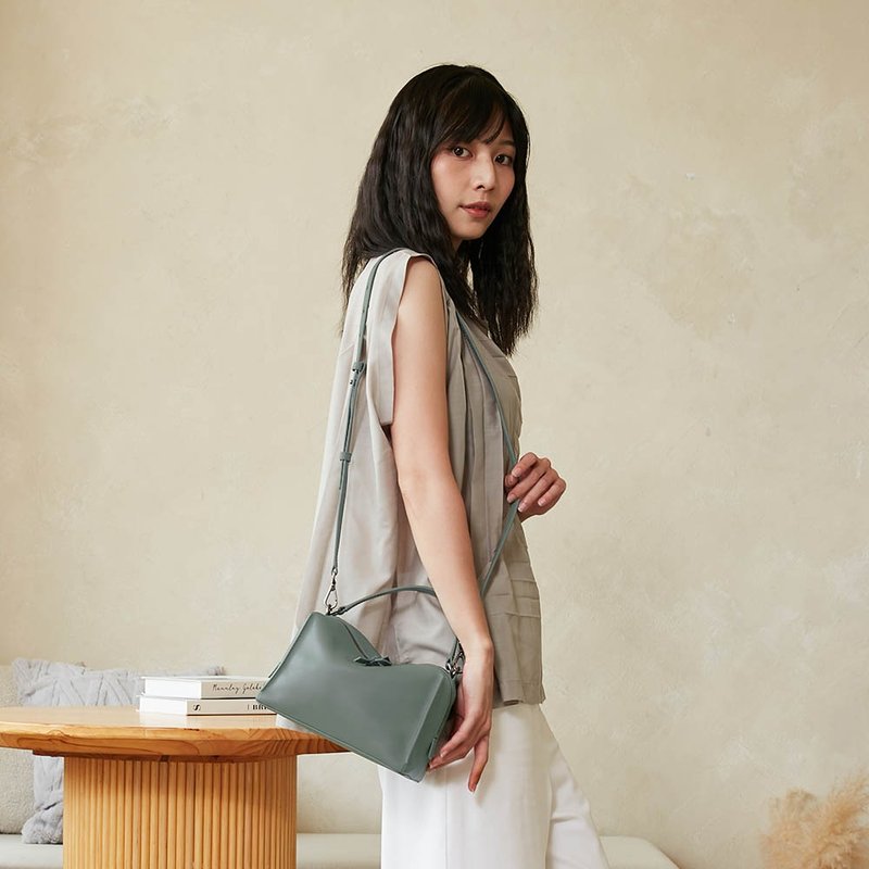 Mini Valley Cube Shoulder Bag-龍舌蘭綠-側背包/斜背包 - 側背包/斜背包 - 真皮 綠色