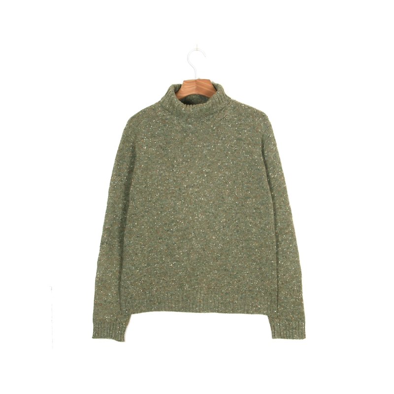 Eggplant vintage] Xuanmi Jiancha blended wool vintage turtleneck sweater - Women's Sweaters - Wool Green