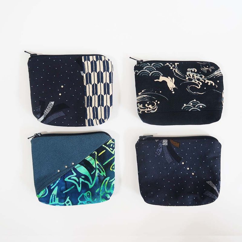 deep blue money bag - Toiletry Bags & Pouches - Cotton & Hemp Blue