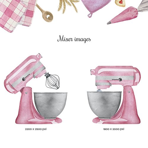 Watercolor baking supplies clipart. Pink kitchen utensils PNG - Shop Art  and Funny Other Digital Art & Design - Pinkoi