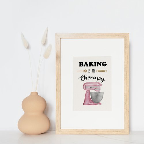 Watercolor baking supplies clipart. Pink kitchen utensils PNG - Shop Art  and Funny Other Digital Art & Design - Pinkoi