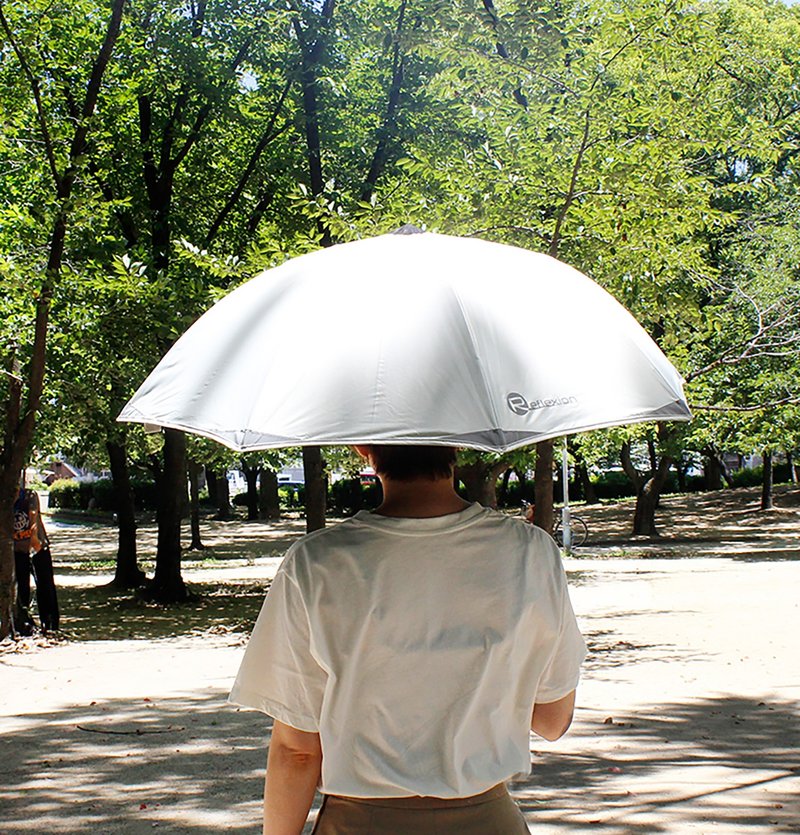 Reflection UV Protection Umbrella for Sunny and Rainy Days with Reflector, Safety Umbrella, Small and Lightweight, Portable Umbrella, Sunscreen, for Children - Umbrellas & Rain Gear - Polyester White