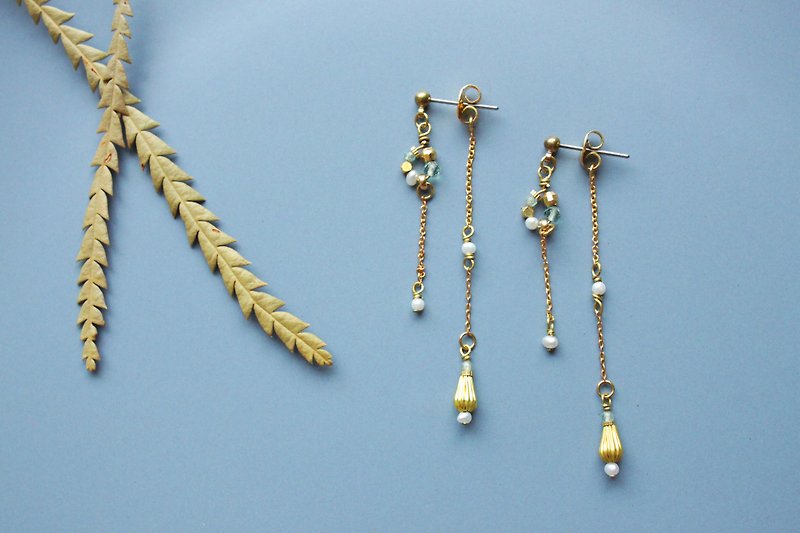 Clock - earring  clip-on earring - Earrings & Clip-ons - Copper & Brass Green