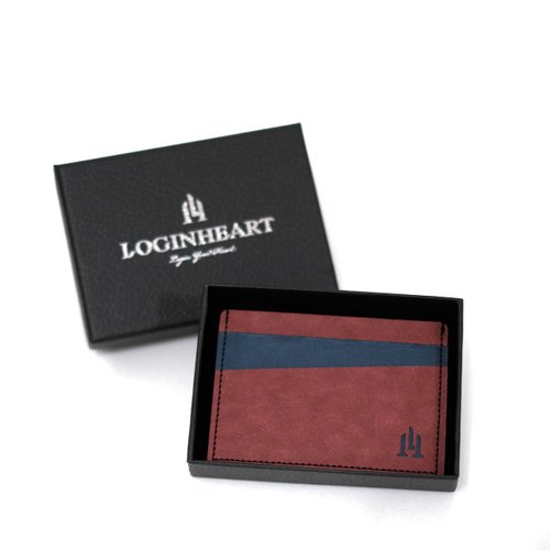 LOGINHEART 免取卡正面感應卡夾 復古紅藍 各類卡片直接感應不受其他卡片幹擾