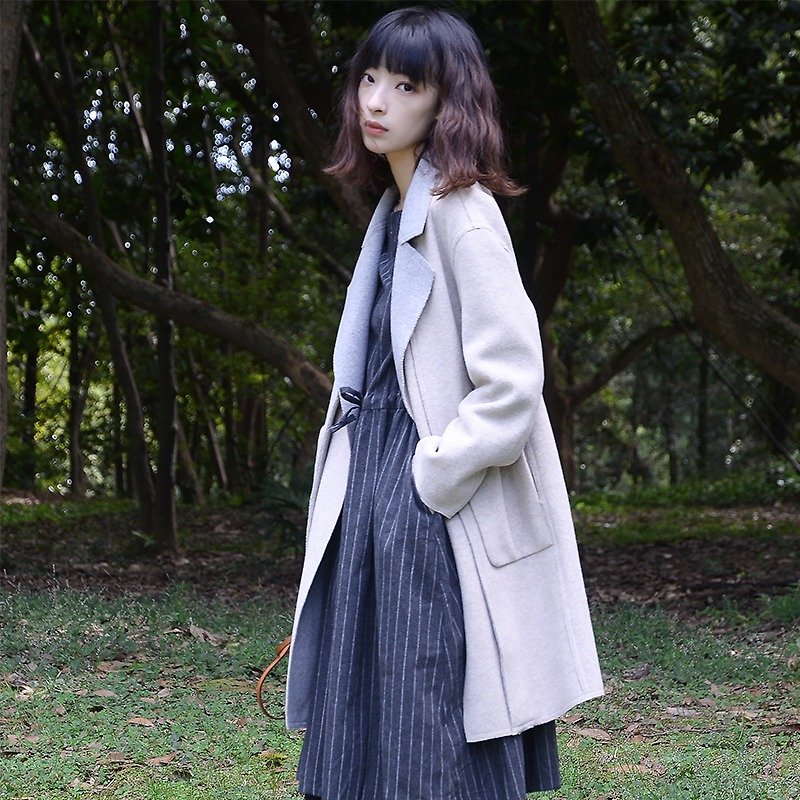雙面羊毛呢翻領大衣|大衣|羊毛呢|獨立品牌|Sora-69 - 女上衣/長袖上衣 - 羊毛 