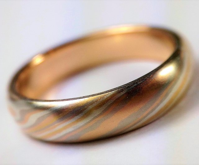 Element47 Jewelry studio~ Karat gold mokume gane wedding ring 15