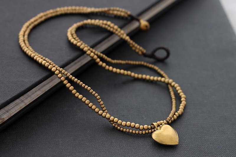 心形吊飾黃銅項鍊短多股項鍊 - 項鍊 - 其他金屬 金色