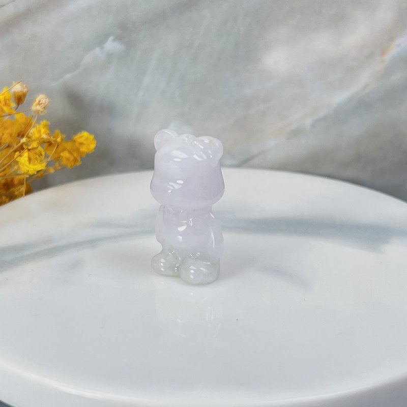 【熊熊玉見你】冰糯翡翠可愛小熊吊飾 | 天然緬甸玉翡翠A貨|送禮 - 其他 - 玉石 白色