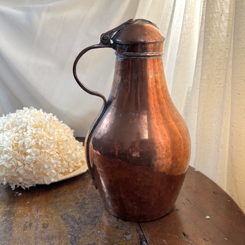 *50957-Rare 19th-century French country copper pitcher - กระติกน้ำ - ทองแดงทองเหลือง 