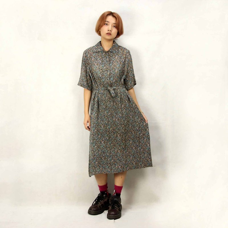 Tsubasa.Y Ancient House 006 Autumn Amoeba Vintage Dress, Dress Skirt - ชุดเดรส - วัสดุอื่นๆ 